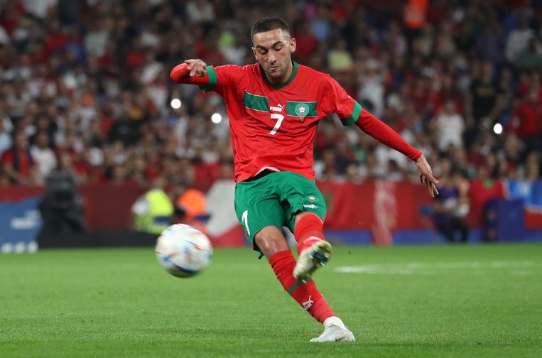 Hakim Ziyech during the Moroccan national team's exhibition match against Chile at the end of September in Barcelona.  Image NurPhoto via Getty Images