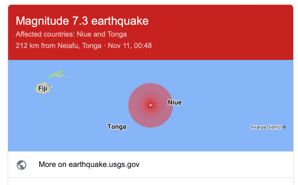 Earthquake near Tonga