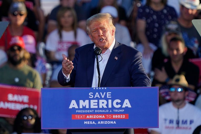 Former US President Donald Trump at a campaign rally in Mesa, Arizona in early October.  Image access point